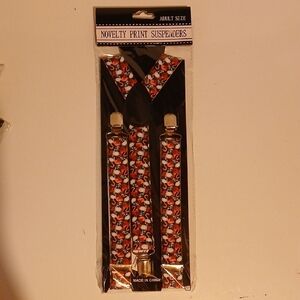 Novelty Print Suspenders - Red and Black